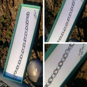 Sterling Silver Oval Open Link charm bracelet 24KT gold Vermeil Overlay 7.5" NIB